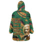 Frederick Douglass Wearable Blanket Hoodie Green Abstract Design Civil Rights Leader Quote on Race and Humanity - African Pride