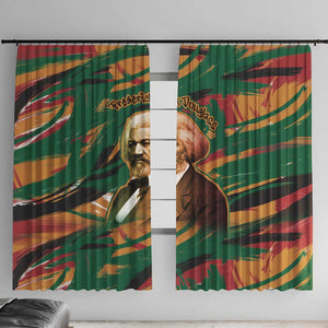 Frederick Douglass Window Curtain Green Abstract Design Civil Rights Leader Quote on Race and Humanity - African Pride