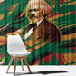 Frederick Douglass Window Curtain Green Abstract Design Civil Rights Leader Quote on Race and Humanity - African Pride