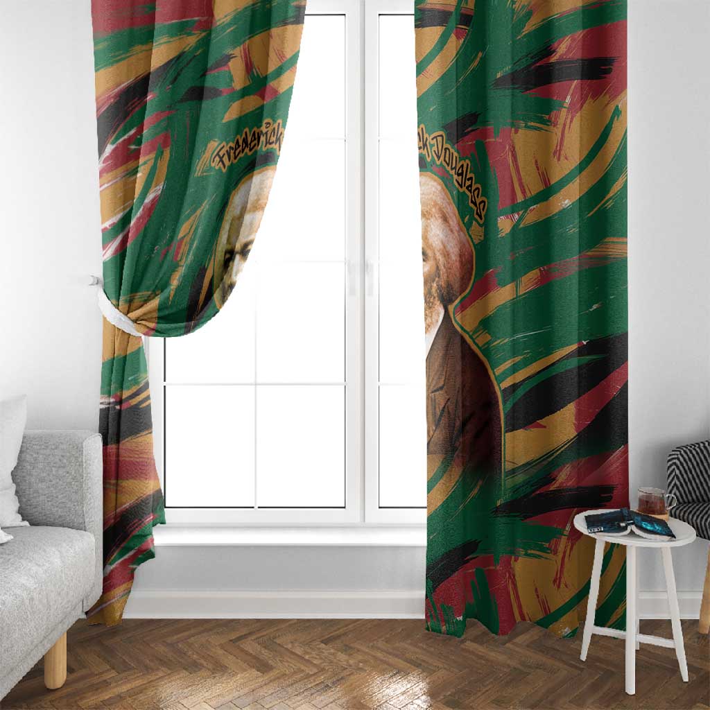 Frederick Douglass Window Curtain Green Abstract Design Civil Rights Leader Quote on Race and Humanity - African Pride