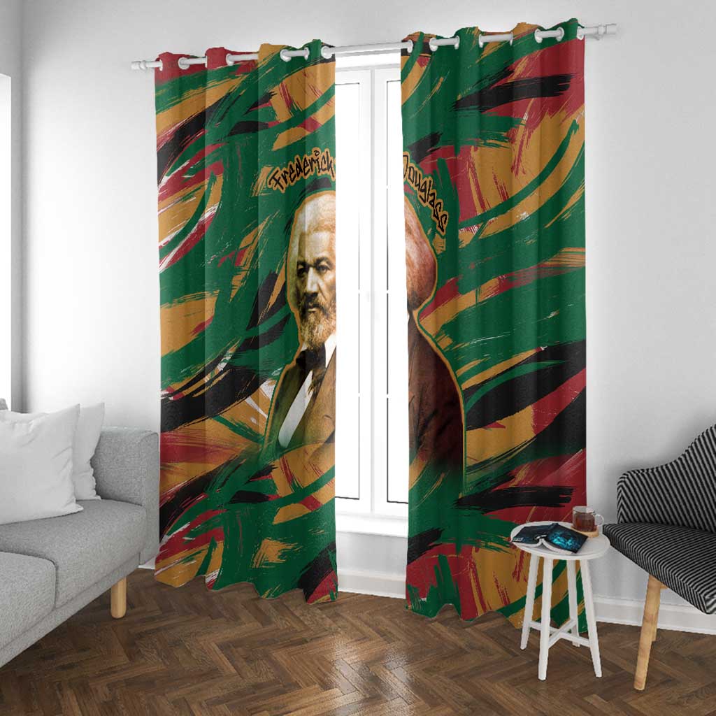 Frederick Douglass Window Curtain Green Abstract Design Civil Rights Leader Quote on Race and Humanity - African Pride
