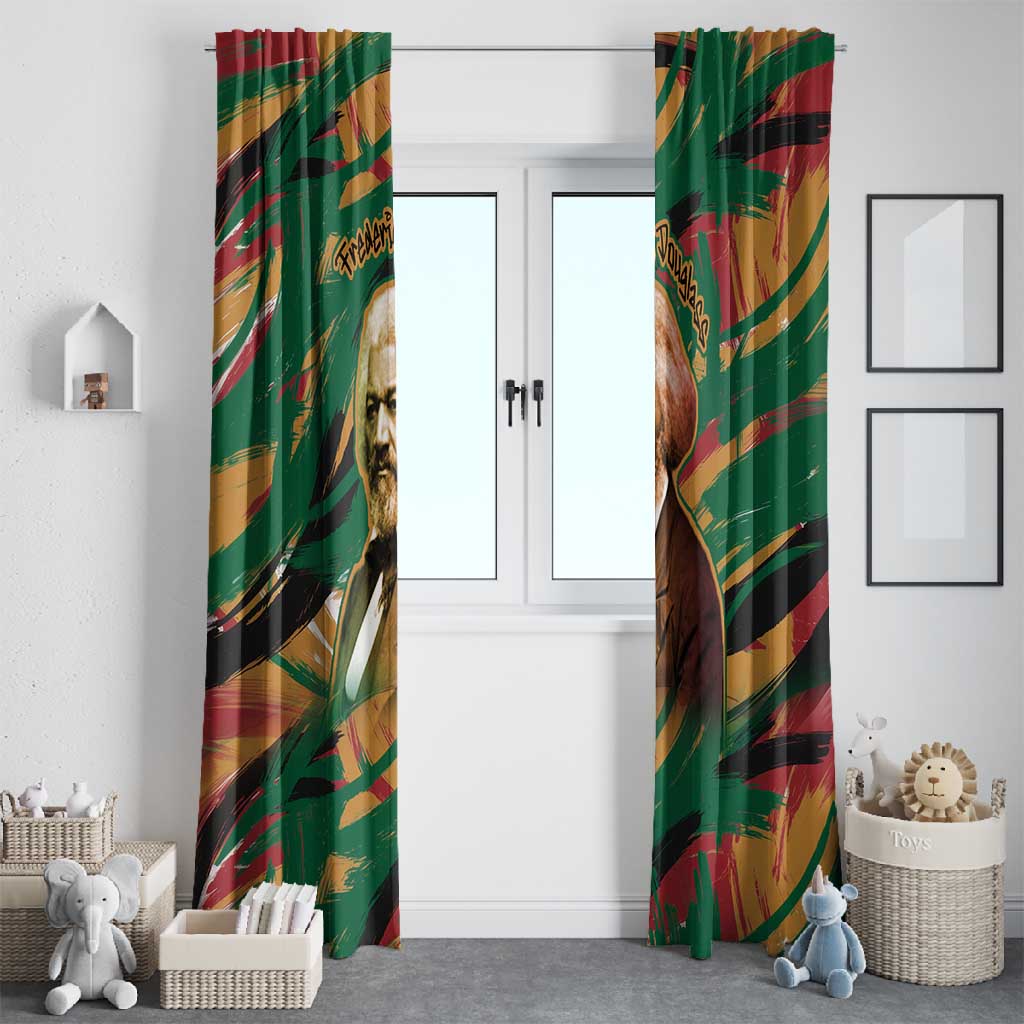 Frederick Douglass Window Curtain Green Abstract Design Civil Rights Leader Quote on Race and Humanity - African Pride