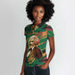 Frederick Douglass Women Polo Shirt Green Abstract Design Civil Rights Leader Quote on Race and Humanity TS04