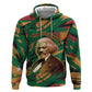 Frederick Douglass Zip Hoodie Green Abstract Design Civil Rights Leader Quote on Race and Humanity - African Pride