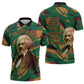 Frederick Douglass Zipper Polo Shirt Green Abstract Design Civil Rights Leader Quote on Race and Humanity - African Pride