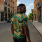 Frederick Douglass Zipper Polo Shirt Green Abstract Design Civil Rights Leader Quote on Race and Humanity - African Pride