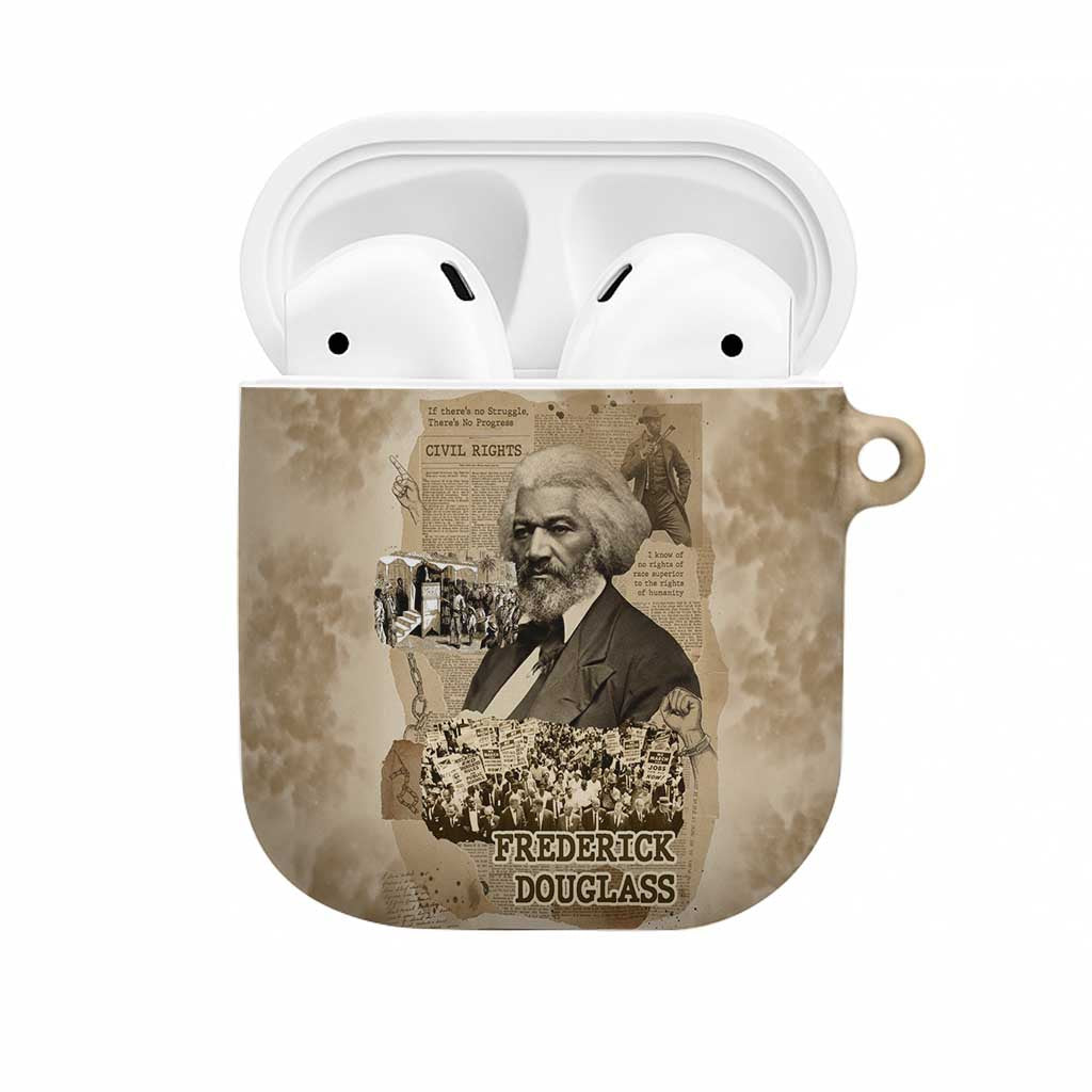 Frederick Douglass AirPods Case Sepia Newspaper Collage Civil Rights March Historic Quote Design - African Pride