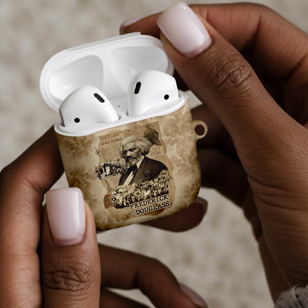 Frederick Douglass AirPods Case Sepia Newspaper Collage Civil Rights March Historic Quote Design - African Pride