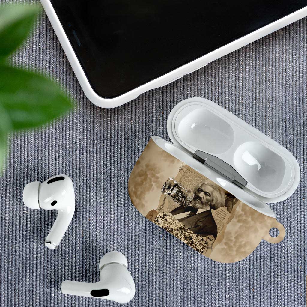 Frederick Douglass AirPods Case Sepia Newspaper Collage Civil Rights March Historic Quote Design - African Pride