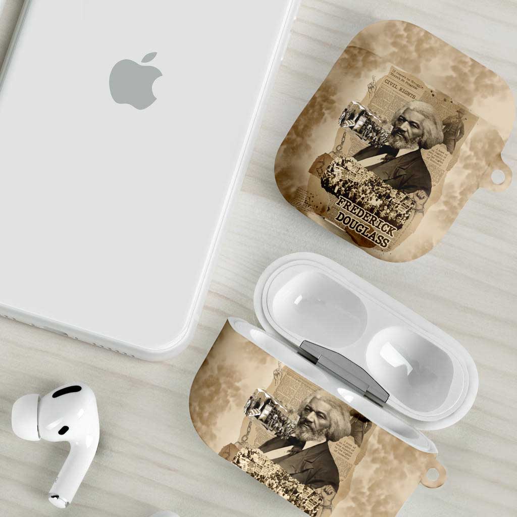 Frederick Douglass AirPods Case Sepia Newspaper Collage Civil Rights March Historic Quote Design - African Pride
