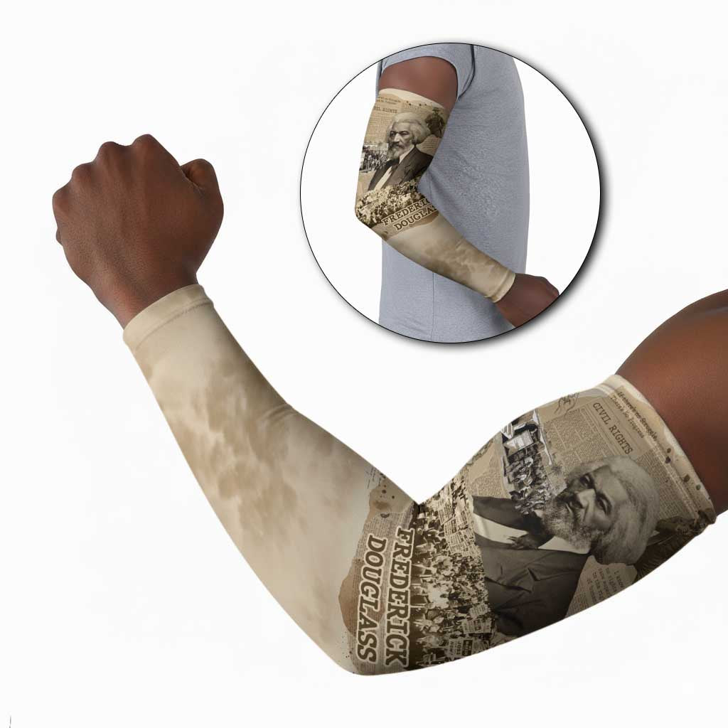Frederick Douglass Arm Sleeves Sepia Newspaper Collage Civil Rights March Historic Quote Design - African Pride