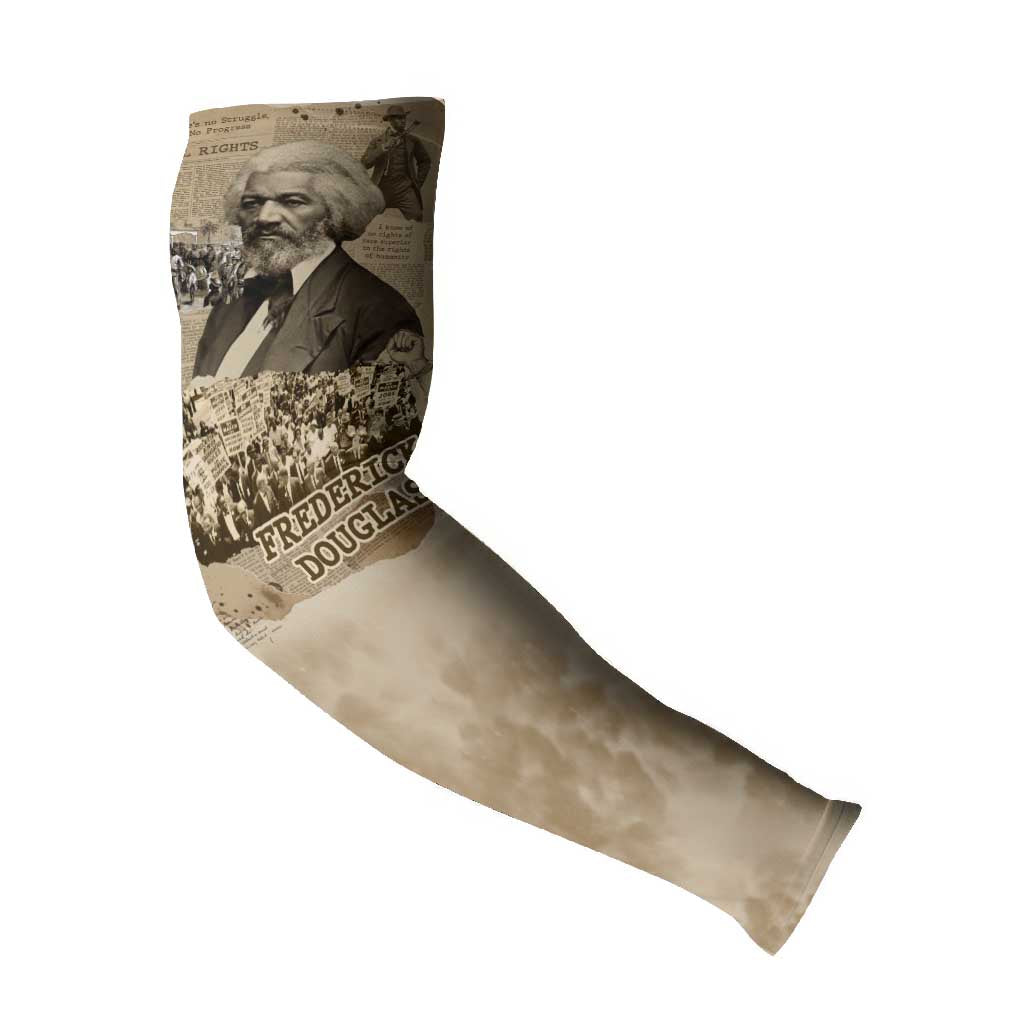 Frederick Douglass Arm Sleeves Sepia Newspaper Collage Civil Rights March Historic Quote Design - African Pride