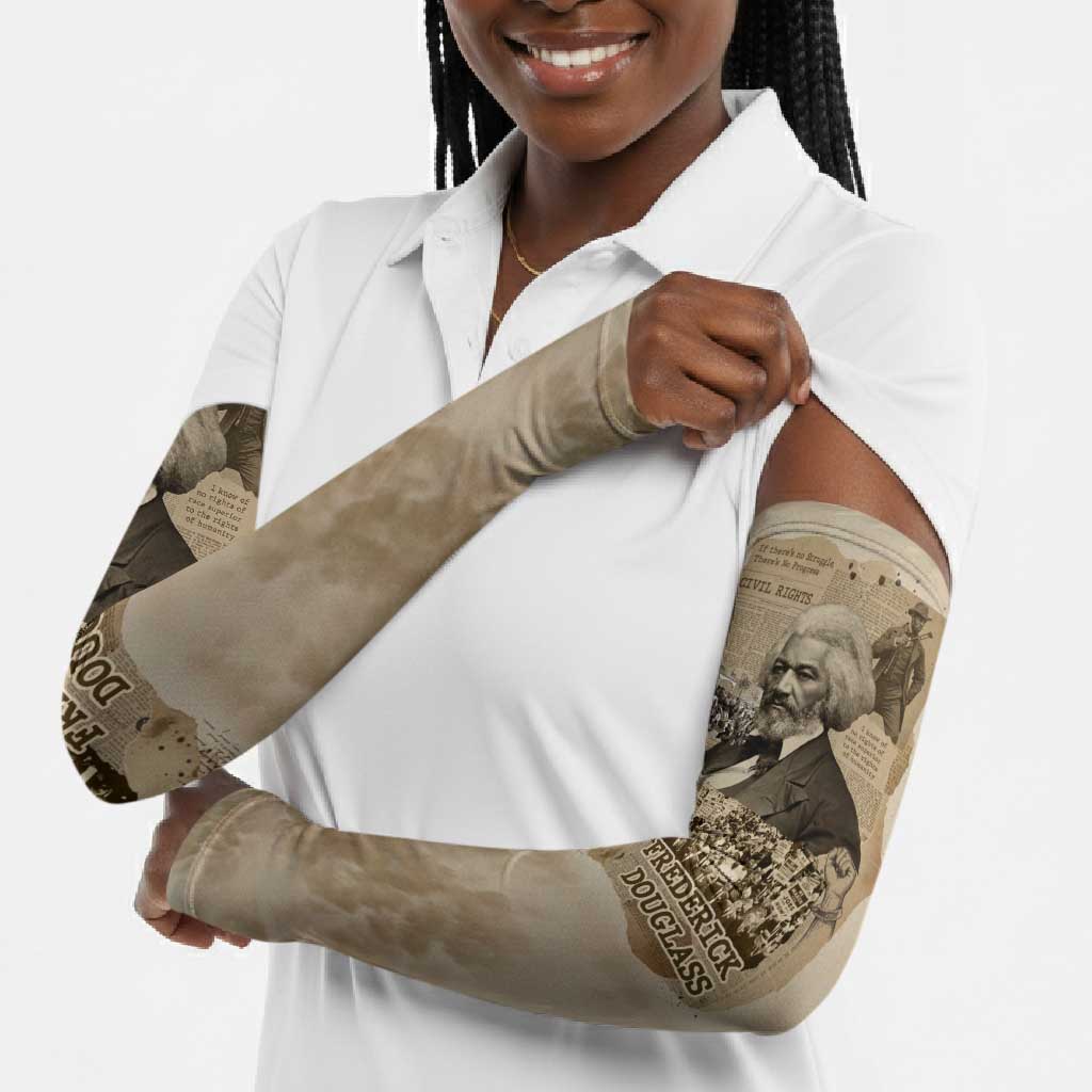 Frederick Douglass Arm Sleeves Sepia Newspaper Collage Civil Rights March Historic Quote Design - African Pride