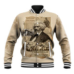 Frederick Douglass Baseball Jacket Sepia Newspaper Collage Civil Rights March Historic Quote Design - African Pride