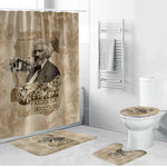 Frederick Douglass Bathroom Set Sepia Newspaper Collage Civil Rights March Historic Quote Design - African Pride