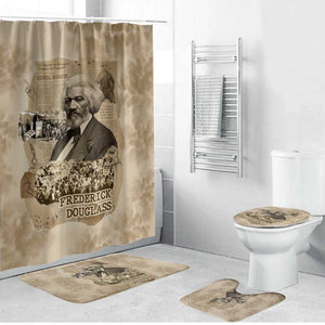 Frederick Douglass Bathroom Set Sepia Newspaper Collage Civil Rights March Historic Quote Design - African Pride