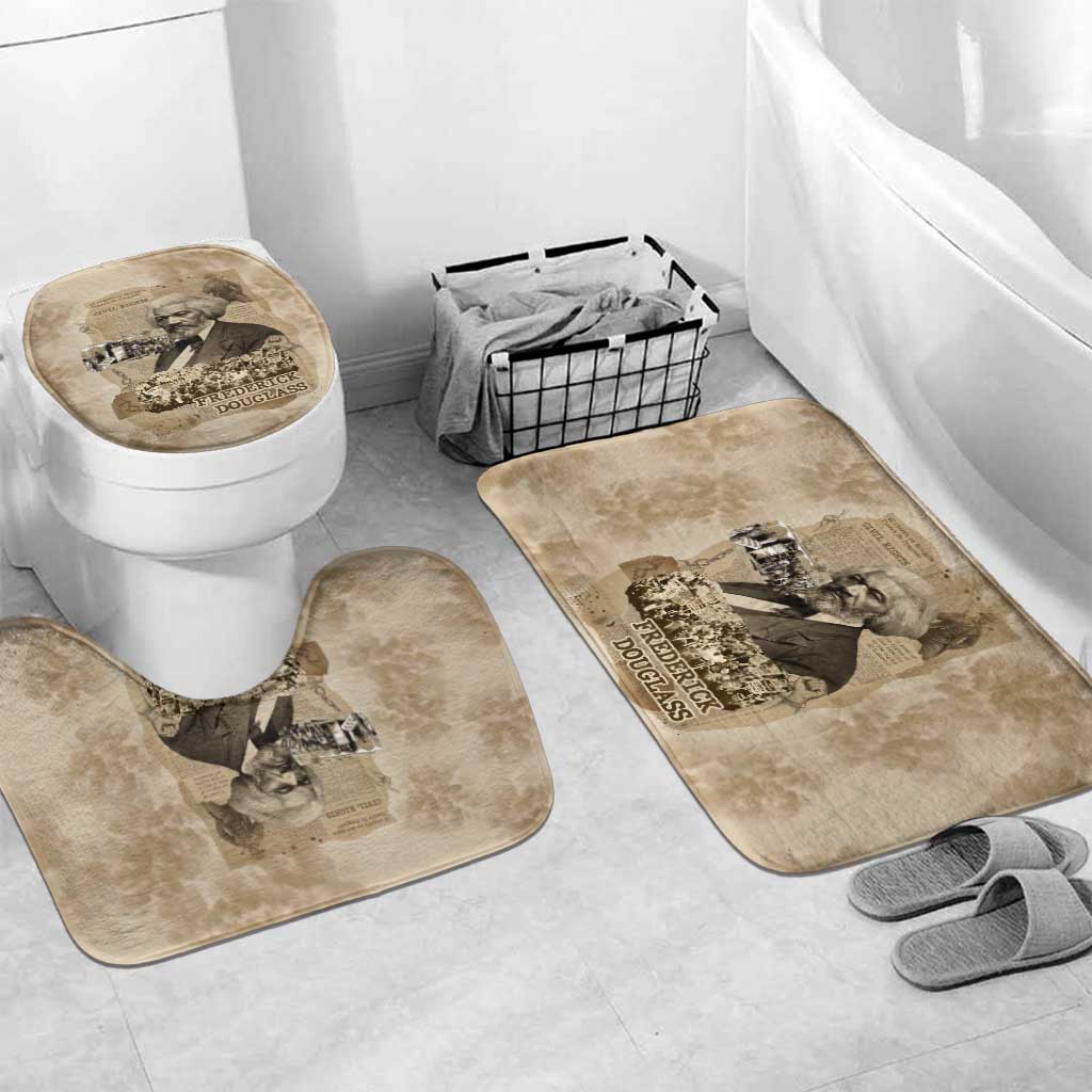 Frederick Douglass Bathroom Set Sepia Newspaper Collage Civil Rights March Historic Quote Design - African Pride