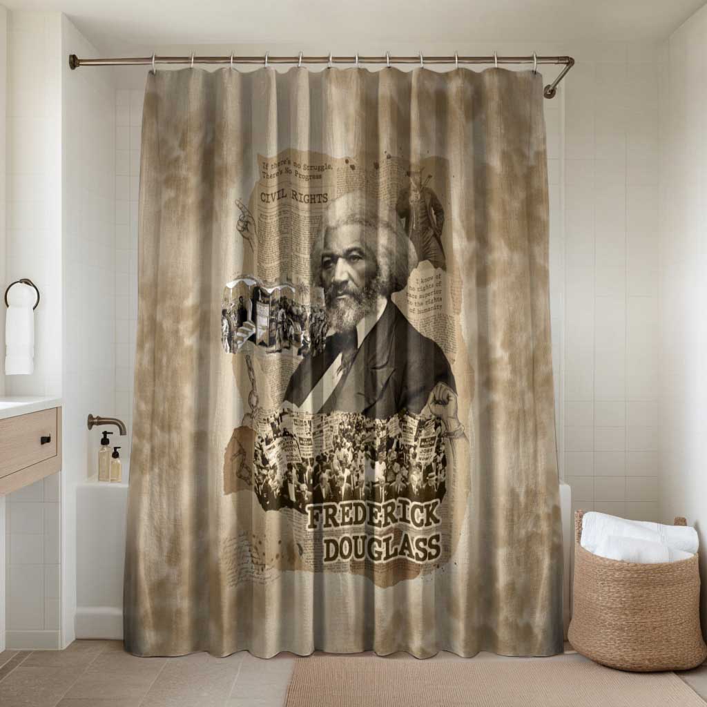 Frederick Douglass Bathroom Set Sepia Newspaper Collage Civil Rights March Historic Quote Design - African Pride