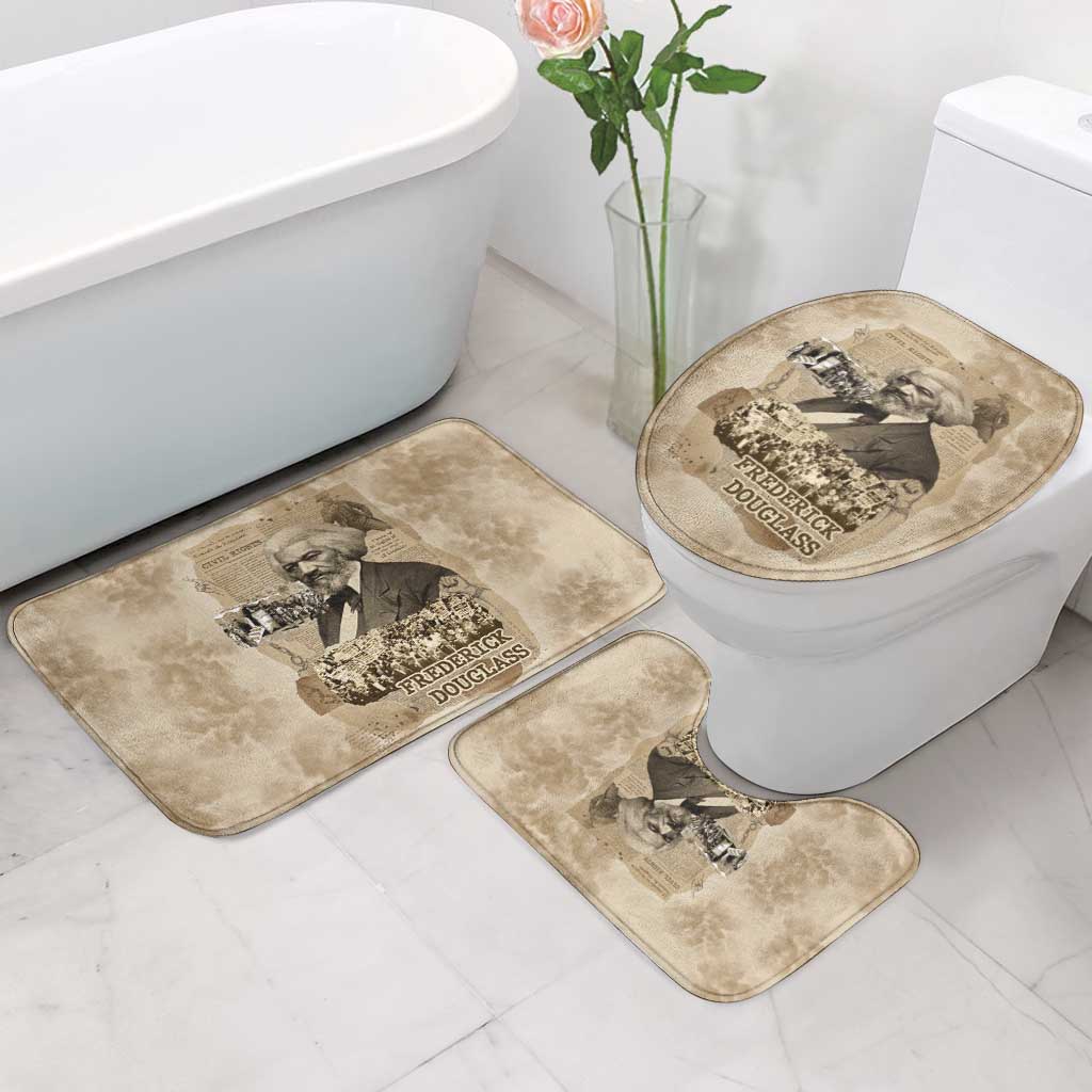 Frederick Douglass Bathroom Set Sepia Newspaper Collage Civil Rights March Historic Quote Design - African Pride