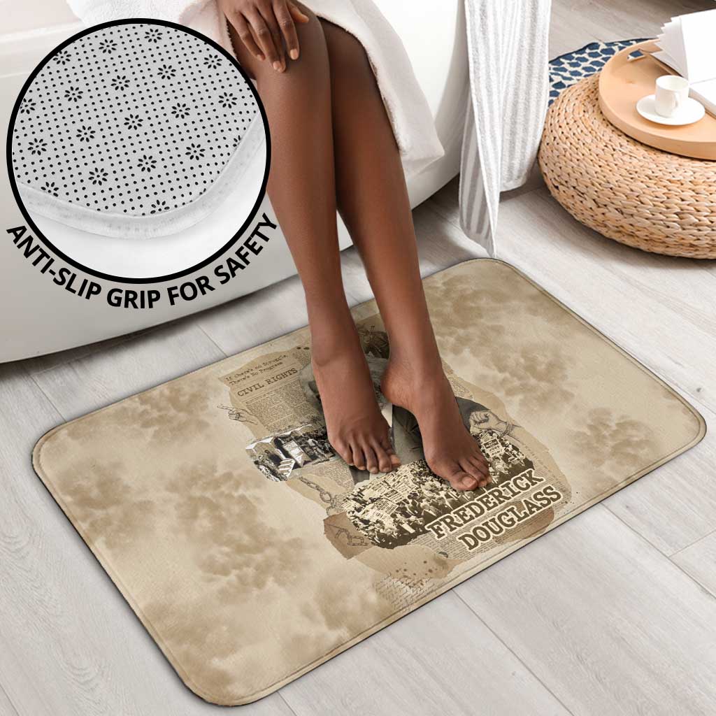 Frederick Douglass Bathroom Set Sepia Newspaper Collage Civil Rights March Historic Quote Design - African Pride