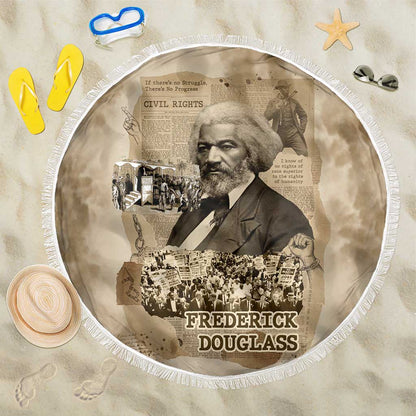 Frederick Douglass Beach Blanket Sepia Newspaper Collage Civil Rights March Historic Quote Design - African Pride