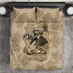 Frederick Douglass Bedding Set Sepia Newspaper Collage Civil Rights March Historic Quote Design - African Pride