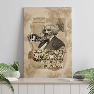 Frederick Douglass Canvas Wall Art Sepia Newspaper Collage Civil Rights March Historic Quote Design - African Pride