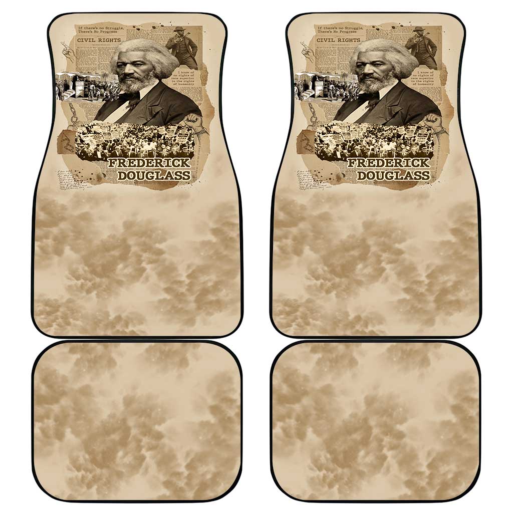 Frederick Douglass Car Mats Sepia Newspaper Collage Civil Rights March Historic Quote Design - African Pride