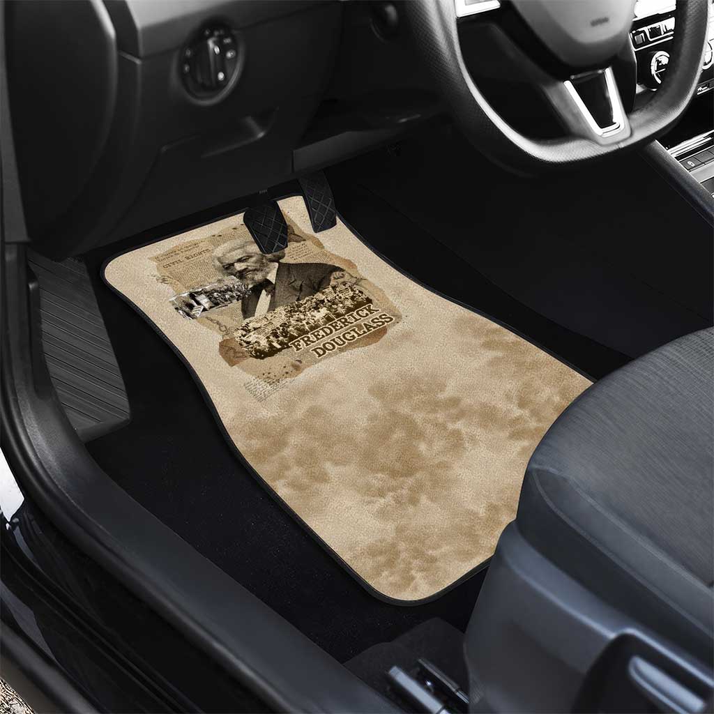 Frederick Douglass Car Mats Sepia Newspaper Collage Civil Rights March Historic Quote Design - African Pride