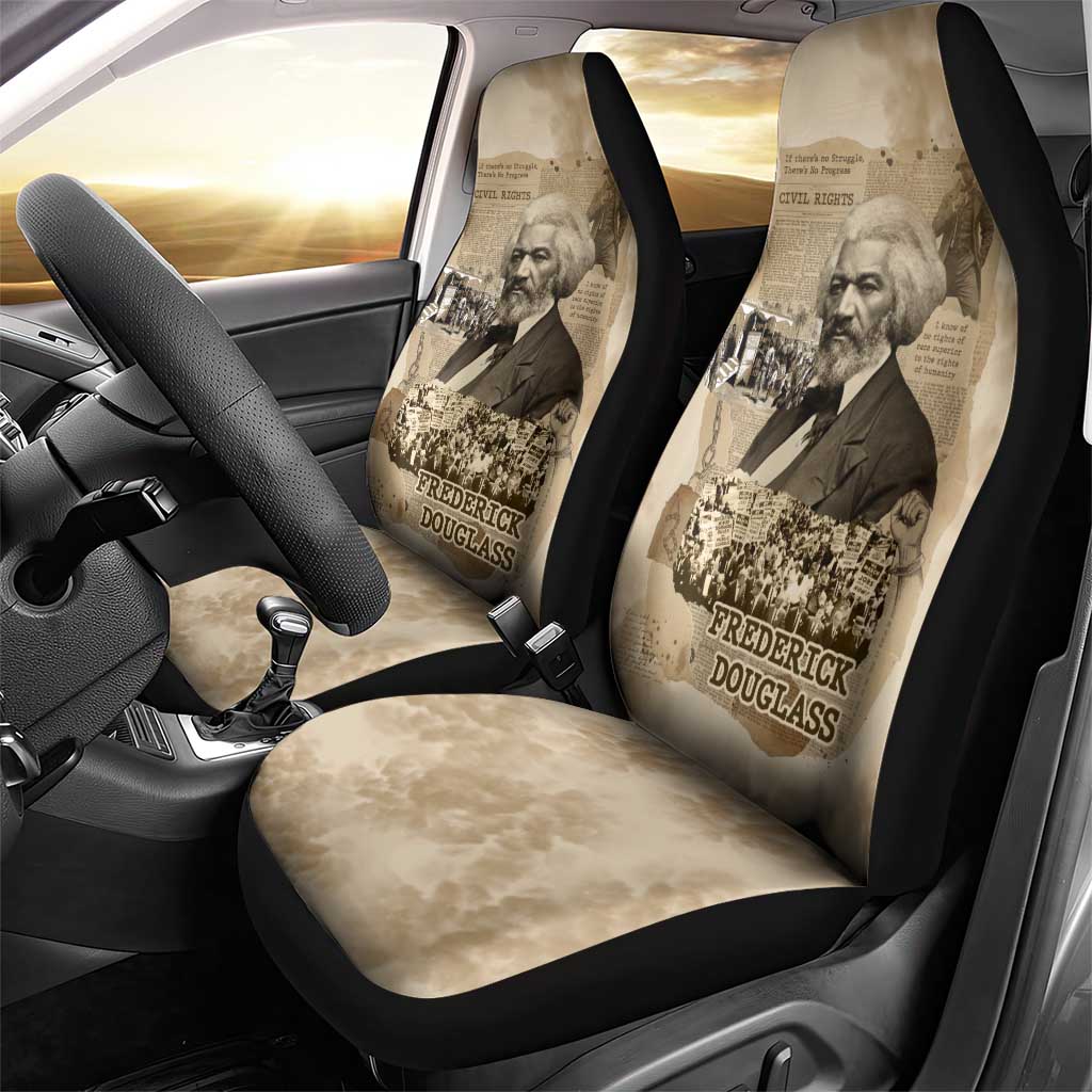 Frederick Douglass Car Seat Cover Sepia Newspaper Collage Civil Rights March Historic Quote Design - African Pride