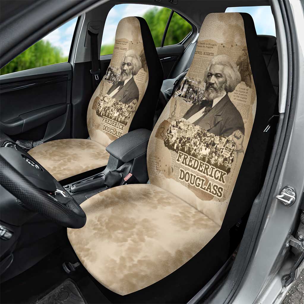 Frederick Douglass Car Seat Cover Sepia Newspaper Collage Civil Rights March Historic Quote Design - African Pride