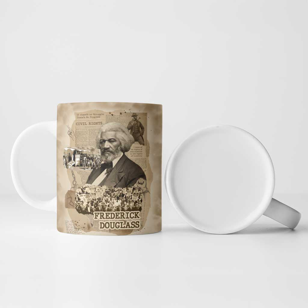 Frederick Douglass Ceramic Mug Sepia Newspaper Collage Civil Rights March Historic Quote Design - African Pride