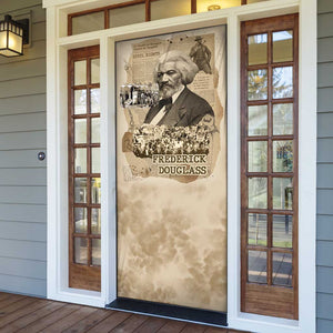 Frederick Douglass Door Cover Sepia Newspaper Collage Civil Rights March Historic Quote Design - African Pride