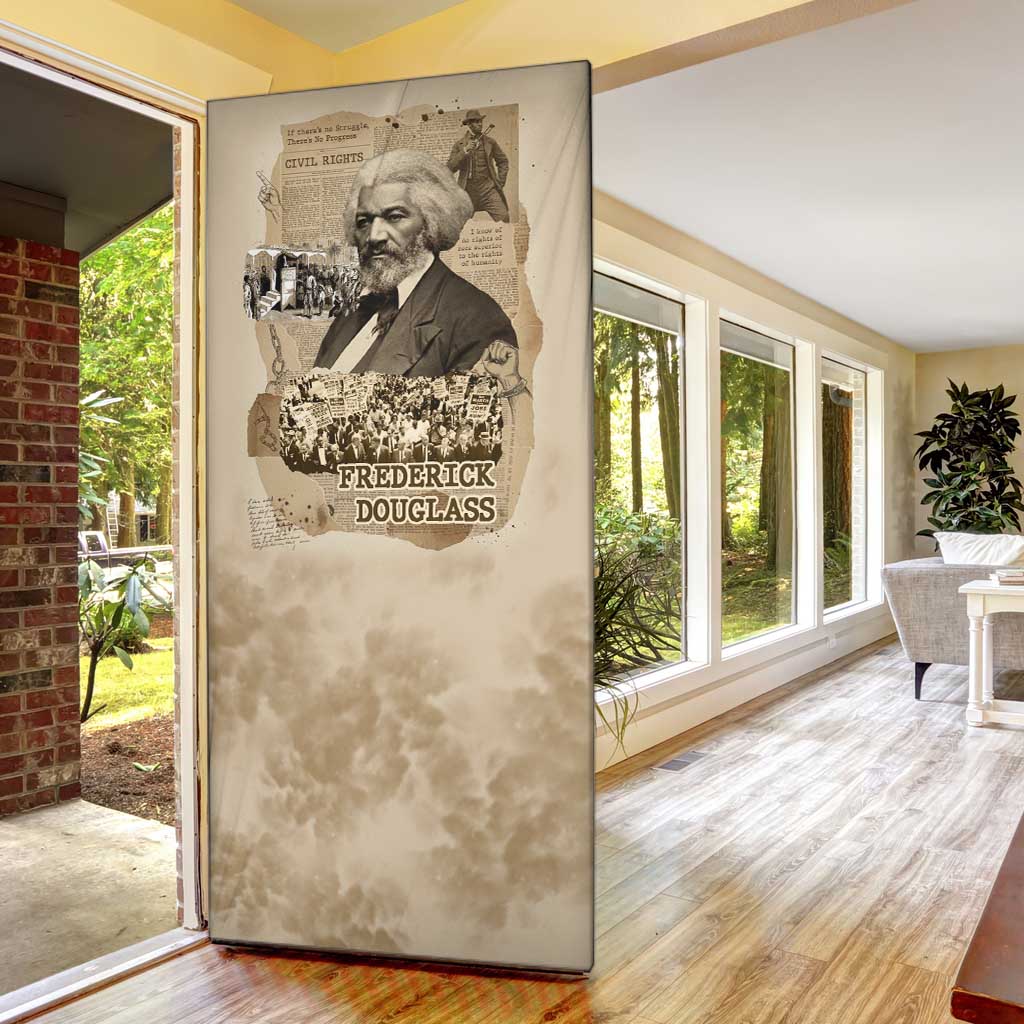 Frederick Douglass Door Cover Sepia Newspaper Collage Civil Rights March Historic Quote Design - African Pride