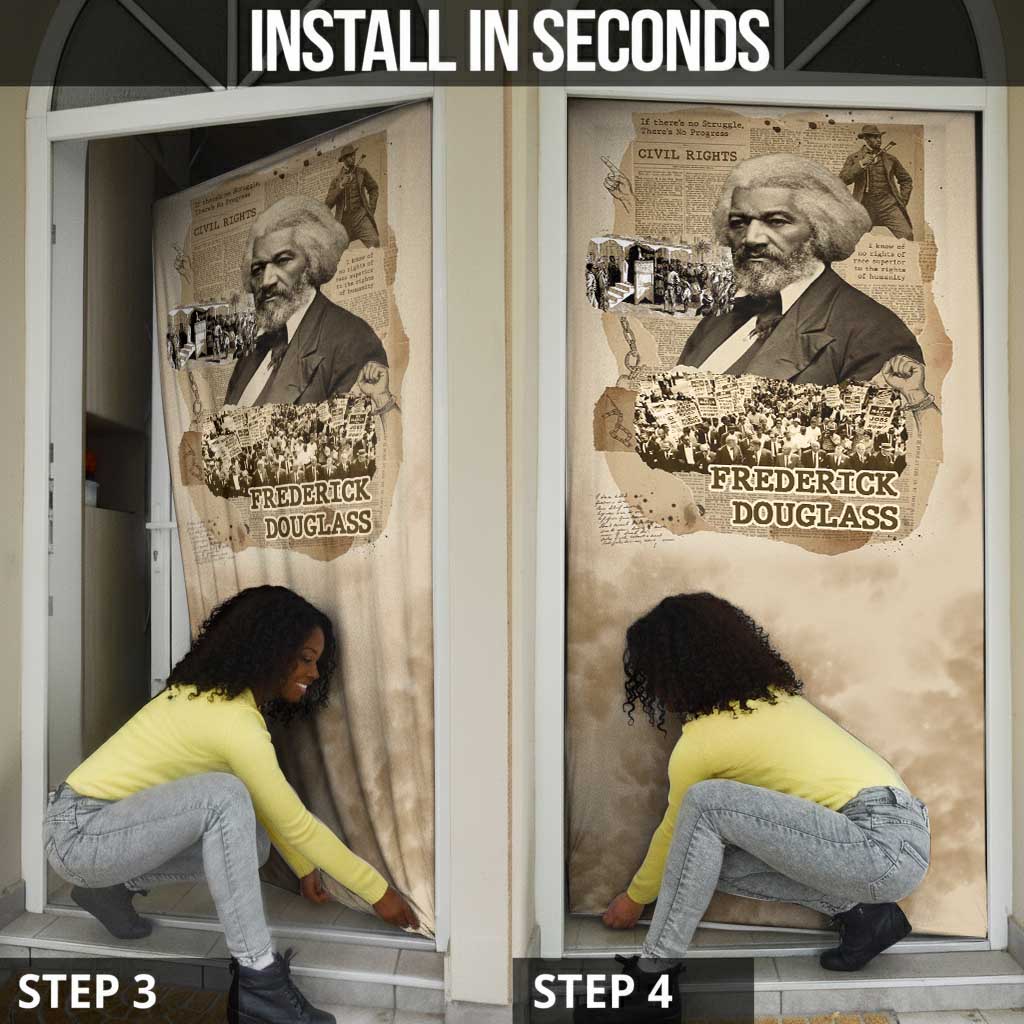 Frederick Douglass Door Cover Sepia Newspaper Collage Civil Rights March Historic Quote Design - African Pride
