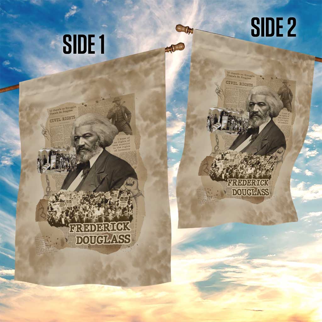 Frederick Douglass Garden Flag Sepia Newspaper Collage Civil Rights March Historic Quote Design - African Pride