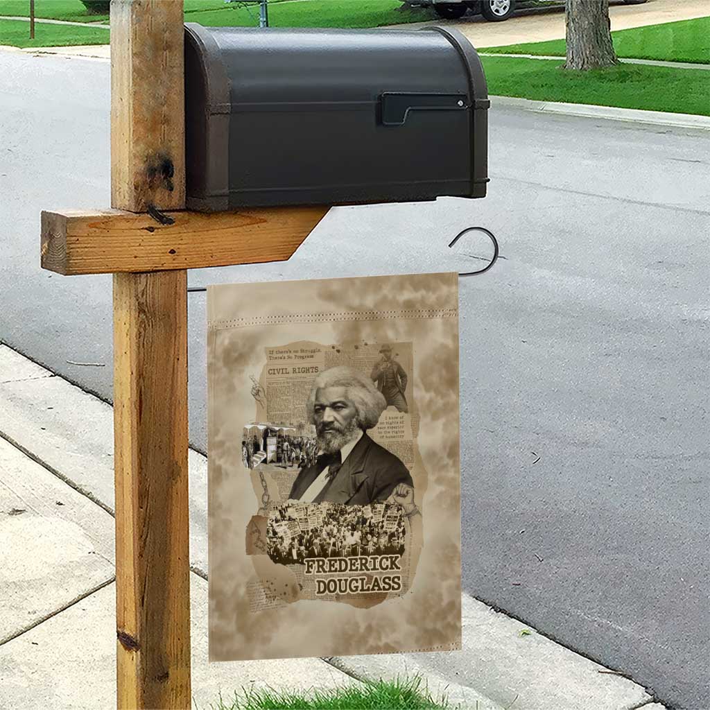 Frederick Douglass Garden Flag Sepia Newspaper Collage Civil Rights March Historic Quote Design - African Pride