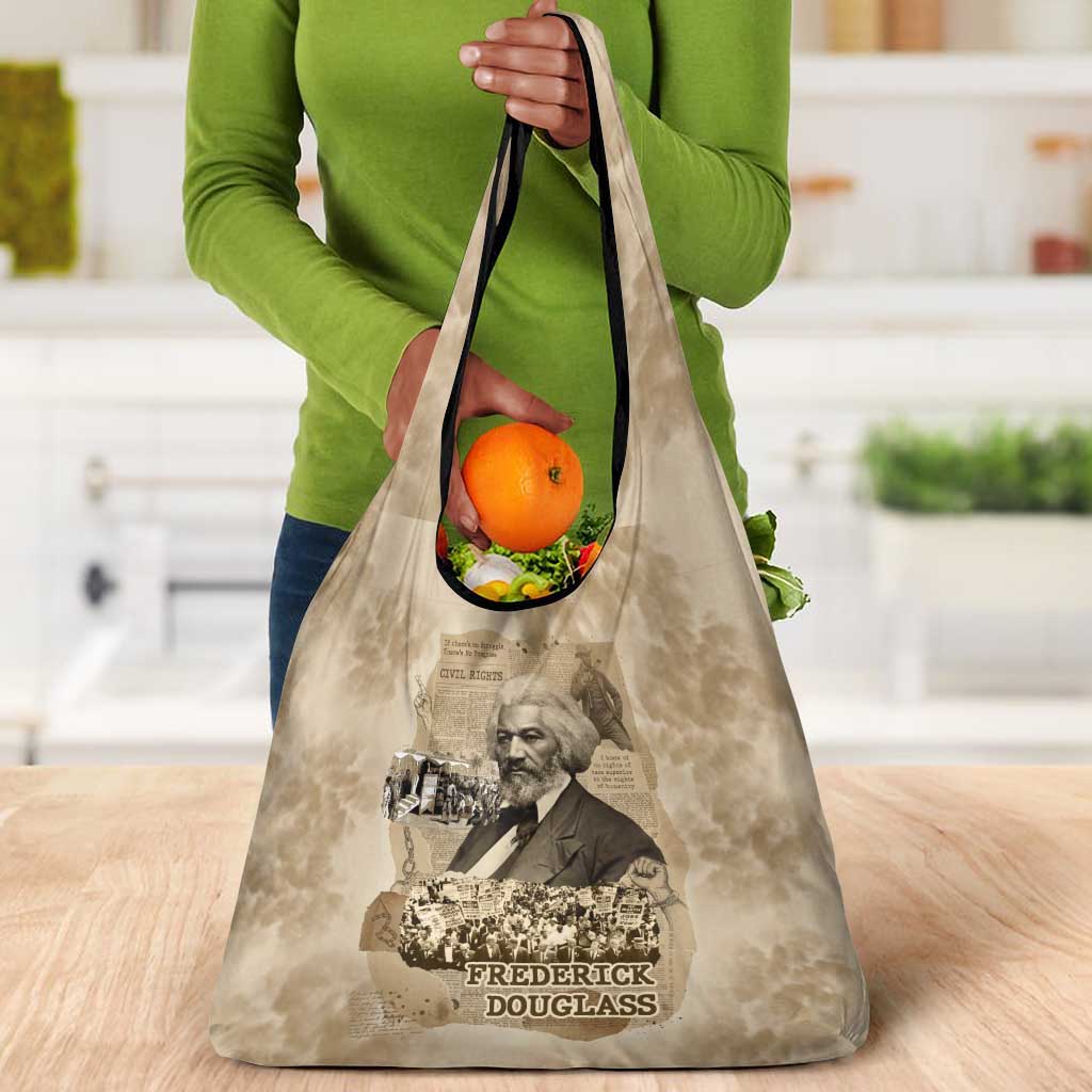 Frederick Douglass Grocery Bag Sepia Newspaper Collage Civil Rights March Historic Quote Design - African Pride