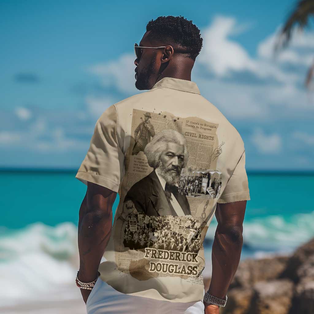 Frederick Douglass Hawaiian Shirt Sepia Newspaper Collage Civil Rights March Historic Quote Design TS04