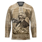 Frederick Douglass Hockey Jersey Sepia Newspaper Collage Civil Rights March Historic Quote Design - African Pride