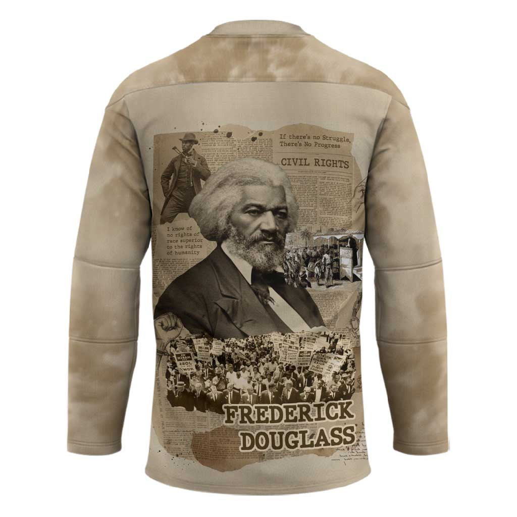 Frederick Douglass Hockey Jersey Sepia Newspaper Collage Civil Rights March Historic Quote Design - African Pride