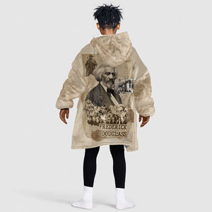 Frederick Douglass Kid Wearable Blanket Hoodie Sepia Newspaper Collage Civil Rights March Historic Quote Design - African Pride
