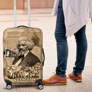 Frederick Douglass Luggage Cover Sepia Newspaper Collage Civil Rights March Historic Quote Design - African Pride