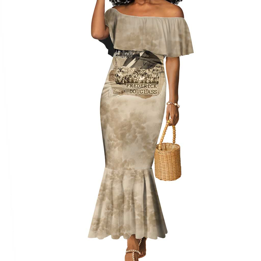 Frederick Douglass Mermaid Dress Sepia Newspaper Collage Civil Rights March Historic Quote Design - African Pride