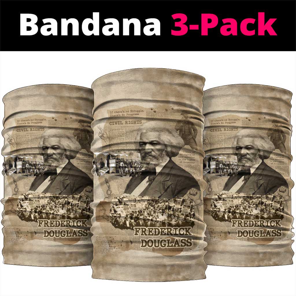 Frederick Douglass Neck Gaiter Sepia Newspaper Collage Civil Rights March Historic Quote Design - African Pride