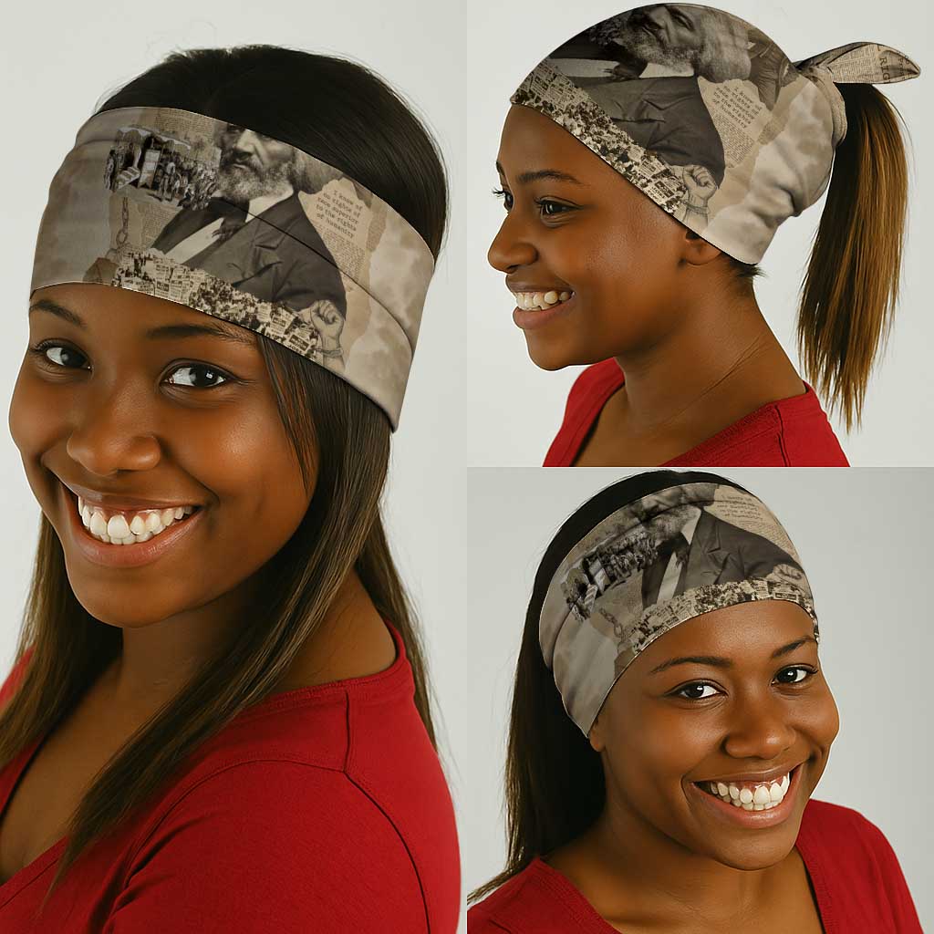 Frederick Douglass Neck Gaiter Sepia Newspaper Collage Civil Rights March Historic Quote Design - African Pride