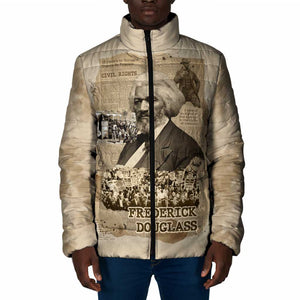 Frederick Douglass Padded Jacket Sepia Newspaper Collage Civil Rights March Historic Quote Design - African Pride