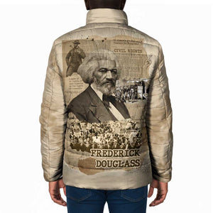 Frederick Douglass Padded Jacket Sepia Newspaper Collage Civil Rights March Historic Quote Design - African Pride