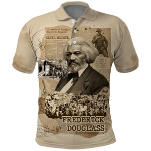 Frederick Douglass Polo Shirt Sepia Newspaper Collage Civil Rights March Historic Quote Design TS04