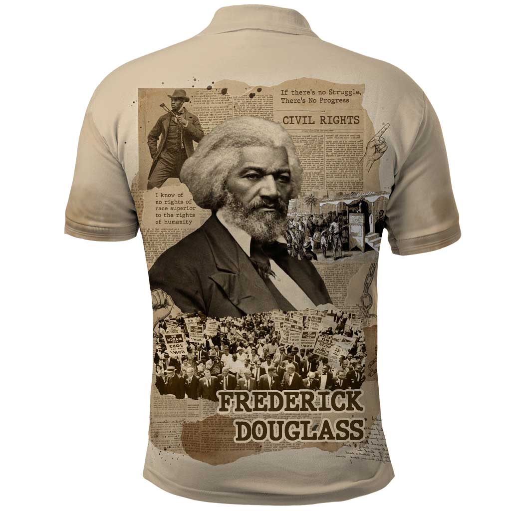 Frederick Douglass Polo Shirt Sepia Newspaper Collage Civil Rights March Historic Quote Design TS04